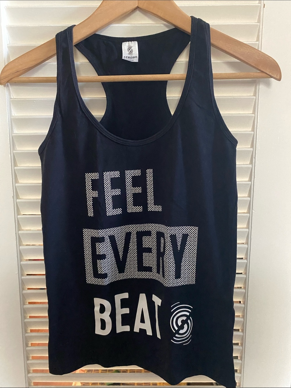 Zumba Strong Racerback Tank with White 'Feel Every Beat' Print